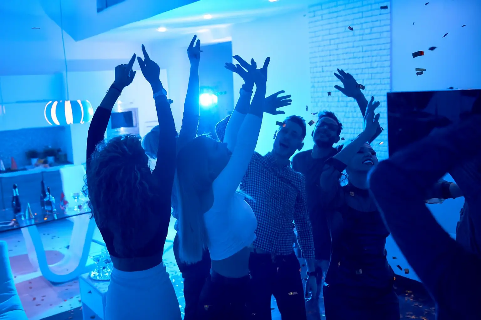 Corporate event with DJ booth and lights